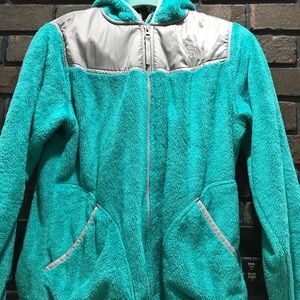 Teal Northface Hooded Zip-Up Jacket